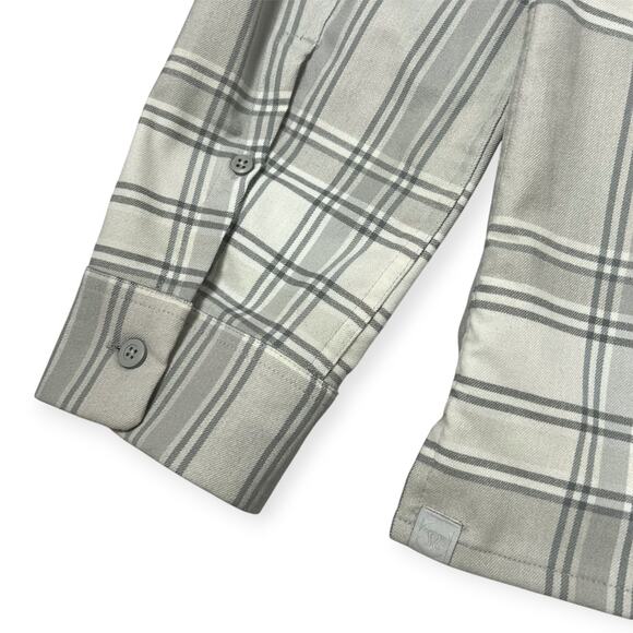Lululemon Masons Peak Flannel SIZE XXL Gray White Plaid Long Sleeve Button Shirt - Picture 3 of 11